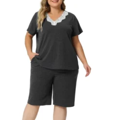 Agnes Orinda Women's Plus Size Short Sleeve V Neck Elastic Waist Pajamas Set 2 Pcs 11 Agnes Orinda Women's Plus Size Short Sleeve V Neck Elastic Waist Pajamas Set 2 Pcs -Agnes Orinda GUEST 5c02efea 1fa6 43bb 8140 de47aaeb2e24