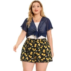 Agnes Orinda Women's Plus Size Shorts Floral Straight Slash Pocket Lace Trim Elastic Waist Pants -Agnes Orinda GUEST 5cd6010d 5177 4a48 96fb 8db38a7b8752