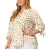 Agnes Orinda Women's Plus Size Shirt Floral Botton Up Tie 3/4 Sleeve Tunic V Neck Blouse 1 Agnes Orinda Women's Plus Size Shirt Floral Botton Up Tie 3/4 Sleeve Tunic V Neck Blouse -Agnes Orinda GUEST 5d3f6d5c 66b3 4002 8d96 61ce6482ef06