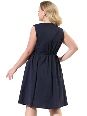 Agnes Orinda Women's Plus Size Elegant Sleeveless Drawstring Dress 6 Agnes Orinda Women's Plus Size Elegant Sleeveless Drawstring Dress - Image 4