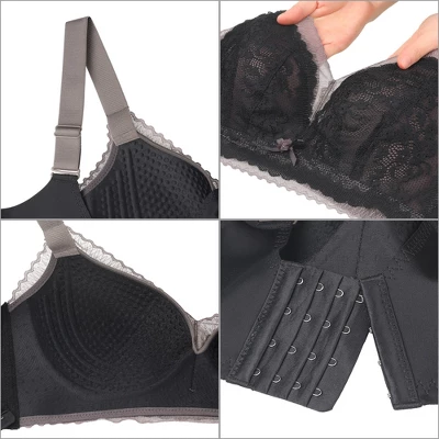 Agnes Orinda Women's Plus Size Wireless Soft Cup Comfort Unlined Lace Full Coverage Bra 4 Agnes Orinda Women's Plus Size Wireless Soft Cup Comfort Unlined Lace Full Coverage Bra - Image 3