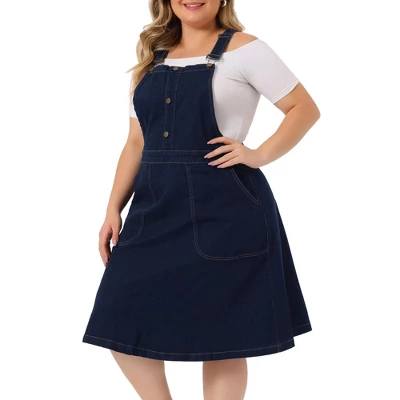 Agnes Orinda Women's Plus Size Overall Dress Button Adjustable Strap Denim Suspender Dresses 9 Agnes Orinda Women's Plus Size Overall Dress Button Adjustable Strap Denim Suspender Dresses - Image 7