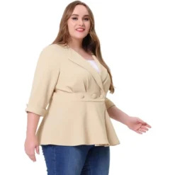 Agnes Orinda Women's Plus Size Ruffle Peplum Ruched Curvy Formal Outfits Blazers -Agnes Orinda GUEST 5e1d2630 3f3a 4364 96a3 9aca087939d3
