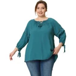 Agnes Orinda Women's Plus Size Long Sleeve Tie Winter Trendy Basic Tunic Blouse -Agnes Orinda GUEST 5eee4b1d ebcf 4356 bf50 4266533d1370