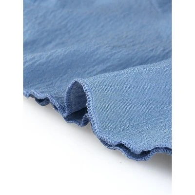 Agnes Orinda Women's Plus Size Faux Wrap Elastic Waist V Neck Chambray Ruffle Dress 7 Agnes Orinda Women's Plus Size Faux Wrap Elastic Waist V Neck Chambray Ruffle Dress - Image 5