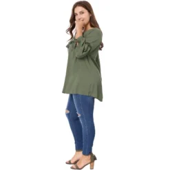 Agnes Orinda Women's Plus Size Long Sleeve Tie Winter Trendy Basic Tunic Blouse -Agnes Orinda GUEST 603abe9e c1c7 4d2f 896e 73c0eb62033f