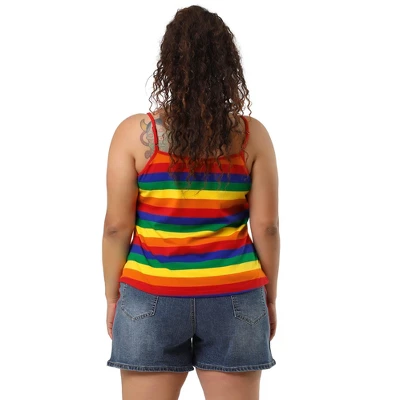Agnes Orinda Women's Plus Size Stripe Strap Sleeveless Stretch Colorful Camisole 6 Agnes Orinda Women's Plus Size Stripe Strap Sleeveless Stretch Colorful Camisole - Image 4