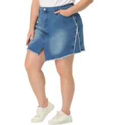 Agnes Orinda Women's Plus Size Denim Asymmetrical Slit Fashion Pockets Raw Hem Mini Skirts 11 Agnes Orinda Women's Plus Size Denim Asymmetrical Slit Fashion Pockets Raw Hem Mini Skirts -Agnes Orinda GUEST 6115c6f0 37e2 4f9c 92f4 7f4140fea0e1