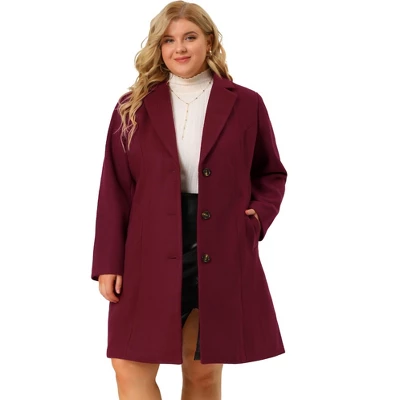 Agnes Orinda Women's Plus Size Winter Notched Lapel Single Breasted Pea Coat 9 Agnes Orinda Women's Plus Size Winter Notched Lapel Single Breasted Pea Coat - Image 7