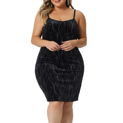 Agnes Orinda Women's Plus Size Velvet Sleeveless Cami Bodycon Club Party Mini Dresses 8 Agnes Orinda Women's Plus Size Velvet Sleeveless Cami Bodycon Club Party Mini Dresses - Image 6