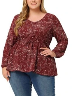 Agnes Orinda Women's Plus Size V Neck Button Up Ruffle Floral Long Sleeve Tunic Peplum Blouse 13 Agnes Orinda Women's Plus Size V Neck Button Up Ruffle Floral Long Sleeve Tunic Peplum Blouse -Agnes Orinda GUEST 62735dc1 cb6e 42b9 b63d c516423afd69