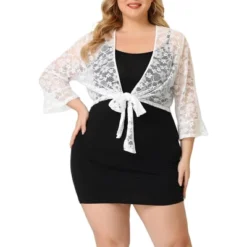 Agnes Orinda Women's Plus Size Tie Front Lace Hollow Out Crop Shrug 18 Agnes Orinda Women's Plus Size Tie Front Lace Hollow Out Crop Shrug -Agnes Orinda GUEST 628d81b8 77af 4de5 9362 eb7321797d8b