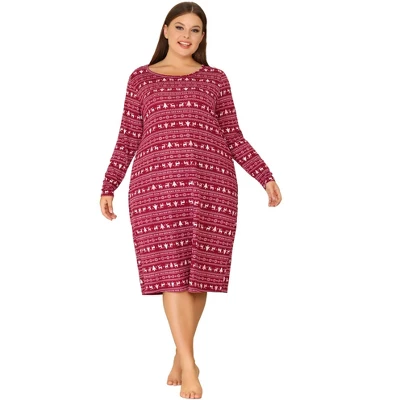 Agnes Orinda Women's Plus Size Comfy Long Sleeve Sleep Dress Nightgown 4 Agnes Orinda Women's Plus Size Comfy Long Sleeve Sleep Dress Nightgown - Image 2