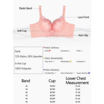 Agnes Orinda Women Plus Full Coverage Wirefree 6-Hook Lace Trim Adjustable Straps Comfort Bra 7 Agnes Orinda Women Plus Full Coverage Wirefree 6-Hook Lace Trim Adjustable Straps Comfort Bra - Image 5