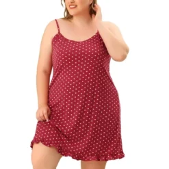 Agnes Orinda Women's Plus Size Comfort Ruffle Hem Polka Dots Sleeveless Nightgown -Agnes Orinda GUEST 65f14662 f0b9 4148 a4e3 f9b6893dd656