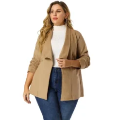 Agnes Orinda Women's Plus Size Jacket Drop Shoulder Moto Stretch Long Sleeves Drape Suede Cardigans -Agnes Orinda GUEST 65f357d2 e614 4394 ba34 4984b5713cb4