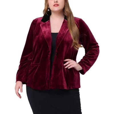 Agnes Orinda Women's Plus Size Winter Velvet Blazer Button Lapel Work Jacket 10 Agnes Orinda Women's Plus Size Winter Velvet Blazer Button Lapel Work Jacket - Image 8