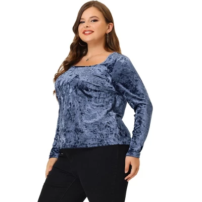 Agnes Orinda Women's Plus Size Blouse Vintage Velvet T-Shirt Casual Long Sleeve Tops 4 Agnes Orinda Women's Plus Size Blouse Vintage Velvet T-Shirt Casual Long Sleeve Tops - Image 2