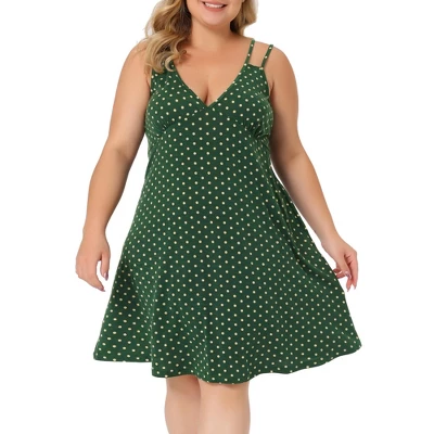 Agnes Orinda Women's Plus Size Deep V Knit Polka Dots Cami Nightgown 9 Agnes Orinda Women's Plus Size Deep V Knit Polka Dots Cami Nightgown - Image 7