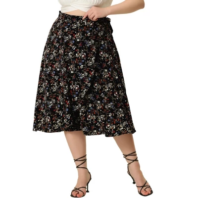 Agnes Orinda Women's Plus Size Boho Wrap Floral Beach Lightweight A Line Skirt 11 Agnes Orinda Women's Plus Size Boho Wrap Floral Beach Lightweight A Line Skirt - Image 9