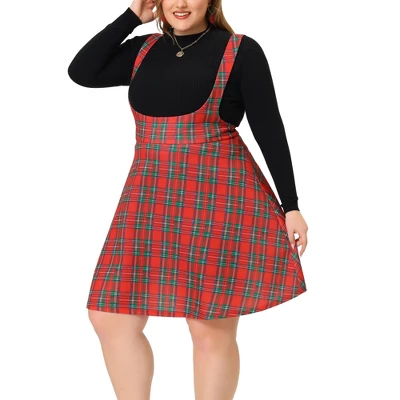 Agnes Orinda Plus Size Suspenders Skirts For Women A Line Mini Tartan Overall Pinafore Dress Suspender Skirt 7 Agnes Orinda Plus Size Suspenders Skirts For Women A Line Mini Tartan Overall Pinafore Dress Suspender Skirt - Image 5
