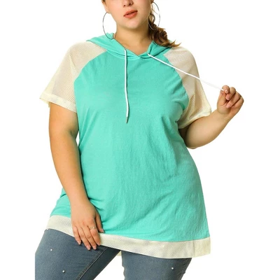Agnes Orinda Women's Plus Size Hoodies Raglan Short Sleeve Drawstring Top 3 Agnes Orinda Women's Plus Size Hoodies Raglan Short Sleeve Drawstring Top
