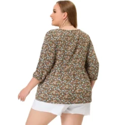 Agnes Orinda Women's Plus Size Keyhole Babydoll Lantern Floral Blouses -Agnes Orinda GUEST 6ba9d7ab dbdb 4651 99c6 49cac5f95a7e