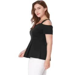 Agnes Orinda Women's Plus Size High Waist Sweetheart Cold Shoulder Peplum Blouse -Agnes Orinda GUEST 6bc8b39f ab8b 479d a712 4bb83a171339