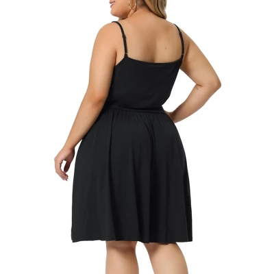 Agnes Orinda Women's Plus Size V Neck Spaghetti Strap Adjustable Lace Panel Nightgown 5 Agnes Orinda Women's Plus Size V Neck Spaghetti Strap Adjustable Lace Panel Nightgown - Image 3