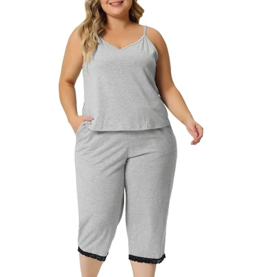 Agnes Orinda Women's Plus Size Sleeveless Elastic Waist Comfortable 2 Pieces Pajama Sets 3 Agnes Orinda Women's Plus Size Sleeveless Elastic Waist Comfortable 2 Pieces Pajama Sets