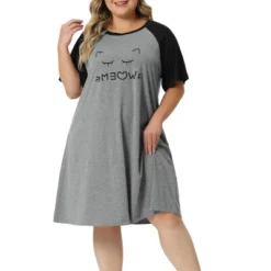 Agnes Orinda Women's Plus Size Short Sleeve Cute Graphic Nightgown