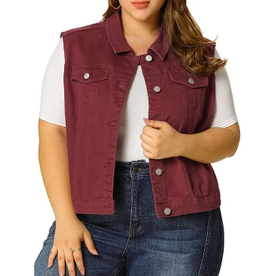 Agnes Orinda Women's Plus Size Buttons With Two Chest Flap Pockets Denim Vests 13 Agnes Orinda Women's Plus Size Buttons With Two Chest Flap Pockets Denim Vests - Image 11