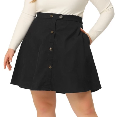 Agnes Orinda Women's Plus Size Corduroy Button Mid-Rise A-Line Mini Skirts 8 Agnes Orinda Women's Plus Size Corduroy Button Mid-Rise A-Line Mini Skirts - Image 6