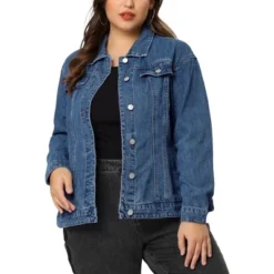 Agnes Orinda Women's Plus Size Outerwear Button Front Washed Denim Jean Jacket -Agnes Orinda GUEST 6e44057f 8287 4b26 a765 a51eadf60de0