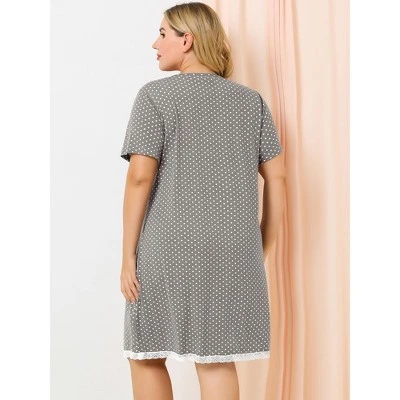 Agnes Orinda Womens Plus Size V Neck Polka Dots Short Sleeve Sleepwear Pajamas Nightgown 6 Agnes Orinda Womens Plus Size V Neck Polka Dots Short Sleeve Sleepwear Pajamas Nightgown - Image 4