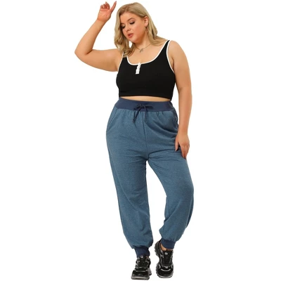 Agnes Orinda Women Plus Size Drawstring Waist Contrast Color Jogger Pants 4 Agnes Orinda Women Plus Size Drawstring Waist Contrast Color Jogger Pants - Image 2