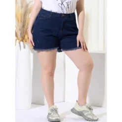 Agnes Orinda Women's Plus Size Jean High Waisted Raw Hem Stretched Distressed Denim Short -Agnes Orinda GUEST 6f709f11 7187 476f ad2a 6f4496c3a3ad