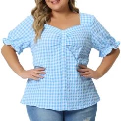Agnes Orinda Women's Plus Size Gingham 1950s Sweetheart Neck Plaid Blouse 16 Agnes Orinda Women's Plus Size Gingham 1950s Sweetheart Neck Plaid Blouse -Agnes Orinda GUEST 6ff1d9ab 848d 4978 b52e a9ee00979f44