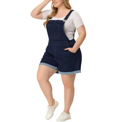 Agnes Orinda Women's Plus Size Adjustable Strap Pocket Roll Hem Denim Overall Jean Shorts 11 Agnes Orinda Women's Plus Size Adjustable Strap Pocket Roll Hem Denim Overall Jean Shorts - Image 9