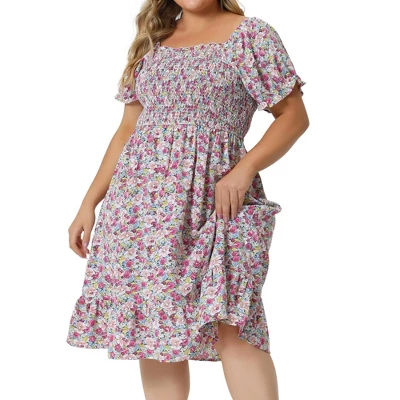 Agnes Orinda Plus Size Dress For Women Flared Flowy Smock Ruffle Sleeve Floral Dresses 10 Agnes Orinda Plus Size Dress For Women Flared Flowy Smock Ruffle Sleeve Floral Dresses - Image 8