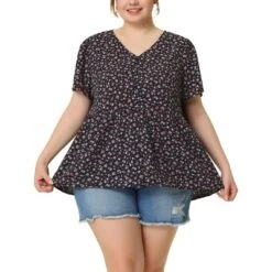 Agnes Orinda Women's Plus Size V Neck Ruffle Hem Short Sleeve Cinched Waist Floral Peplum Top 21 Agnes Orinda Women's Plus Size V Neck Ruffle Hem Short Sleeve Cinched Waist Floral Peplum Top -Agnes Orinda GUEST 714b812f 9f08 4d6a af90 78d7e43d88eb