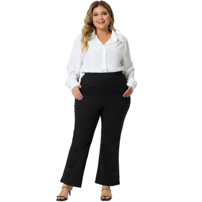 Agnes Orinda Women's Plus Size Bell Bottom Flare Leg Stretchy High Waist With Pockets Long Pants 4 Agnes Orinda Women's Plus Size Bell Bottom Flare Leg Stretchy High Waist With Pockets Long Pants - Image 2