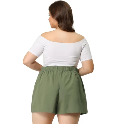 Agnes Orinda Women's Plus Size Pants Loose Slant Pocket Elastic Waist Straight Leg Shorts 6 Agnes Orinda Women's Plus Size Pants Loose Slant Pocket Elastic Waist Straight Leg Shorts - Image 4
