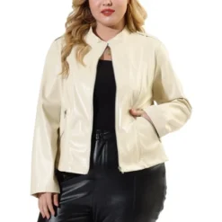 Agnes Orinda Women's Plus Size PU Motorcycle Zipper Pocket Faux Jackets -Agnes Orinda GUEST 7275355f 941d 4d9e 96bd 96e11c3d6b60