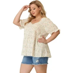 Agnes Orinda Women's Plus Size Floral Babydoll Peplum Waist Short Sleeve Blouses 12 Agnes Orinda Women's Plus Size Floral Babydoll Peplum Waist Short Sleeve Blouses -Agnes Orinda GUEST 7393e24a 39de 4040 b27f a79112ab55f2
