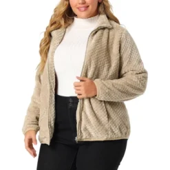 Agnes Orinda Women's Plus Size Lapel Fleece Fuzzy Faux Shearling Zip Up Shaggy Oversized Coat Jackets -Agnes Orinda GUEST 744d4680 e350 4714 a803 358b1b3bcb9b