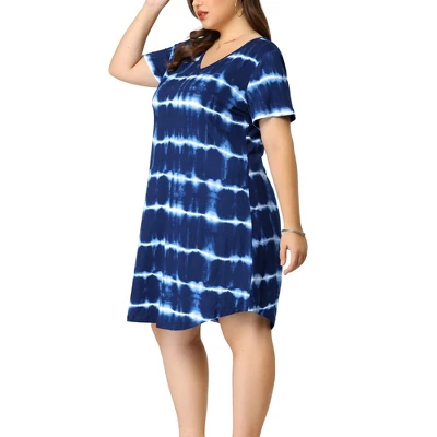 Agnes Orinda Women's Plus Size Tie Dye Trendy V Neck High Low Hem Casual Dresses 3 Agnes Orinda Women's Plus Size Tie Dye Trendy V Neck High Low Hem Casual Dresses