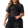 Agnes Orinda Women's Plus Size Silver Star Club Mesh Sheer Trendy Crop Blouses 1 Agnes Orinda Women's Plus Size Silver Star Club Mesh Sheer Trendy Crop Blouses -Agnes Orinda GUEST 7662a6da 3204 483c 9584 033d52831f08