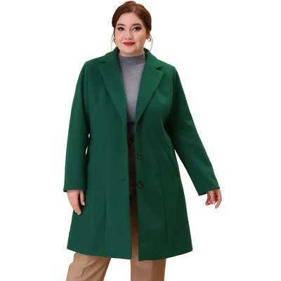 Agnes Orinda Women's Plus Size Winter Notched Lapel Single Breasted Pea Coat 14 Agnes Orinda Women's Plus Size Winter Notched Lapel Single Breasted Pea Coat - Image 12
