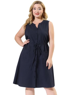 Agnes Orinda Women's Plus Size Elegant Sleeveless Drawstring Dress 5 Agnes Orinda Women's Plus Size Elegant Sleeveless Drawstring Dress - Image 3